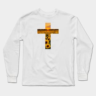 Sunflower Field Sunset Cross Long Sleeve T-Shirt